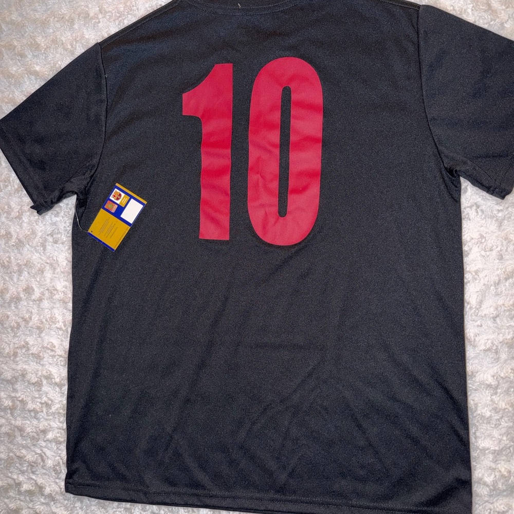 Black T-Shirt with Red Number 10
